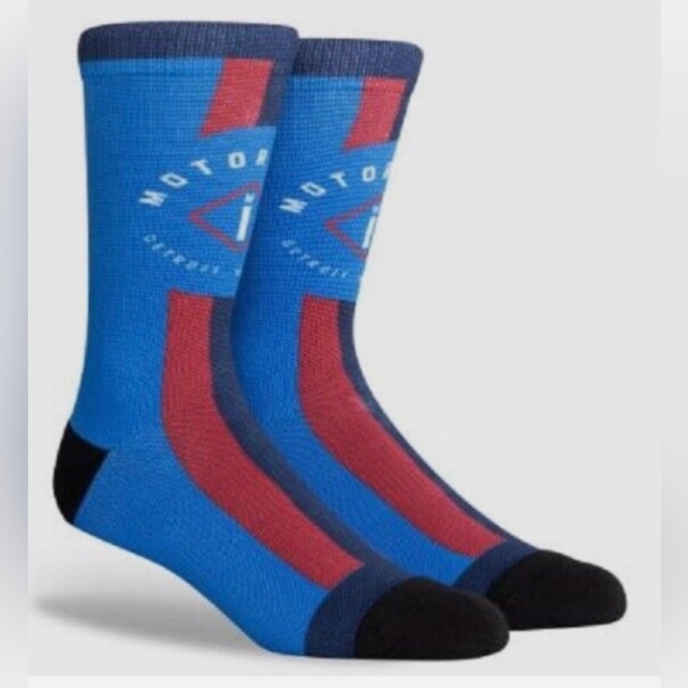 PKWY Crew Socks NBA DETROIT PISTONS Mens L 6-12 MOTOR CITY Edition 2020 NEW
